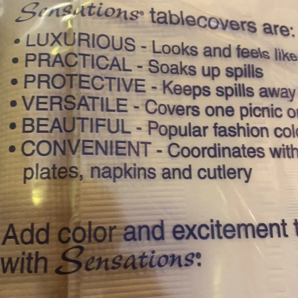Table Cover/Napkin Bundle Disposable Picnics Events Wedding